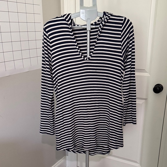 Splendid Navy and White Striped Hoodie - Picture 1 of 10